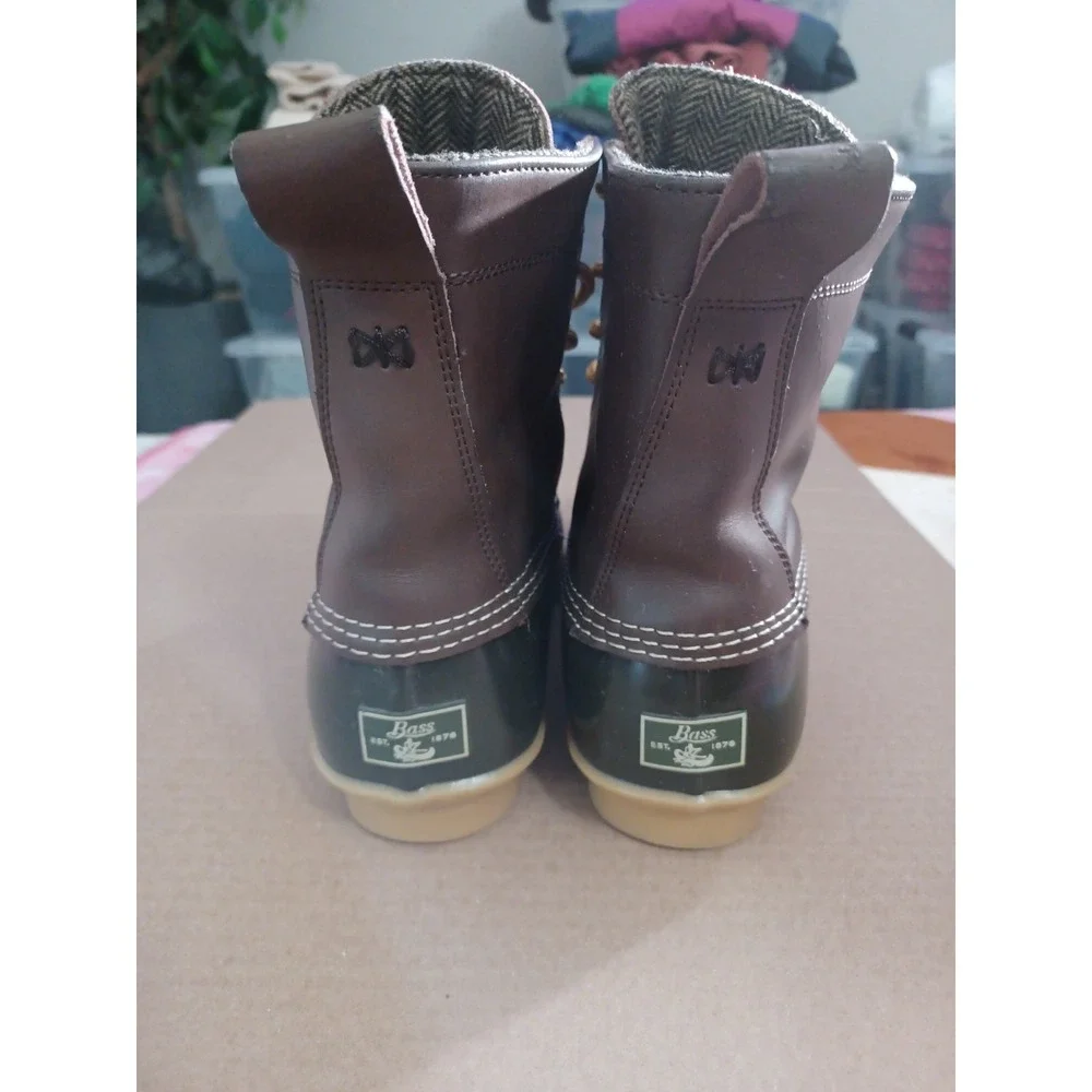 G.H Bass Harlequin Brown Leather Lace Up Ankle Rain Duck Boots Womens Size 9